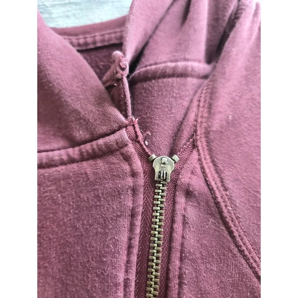 Nike Hoodie Womens Large Maroon Logo Cotton Fleece Lined Asymmetric Full Zip